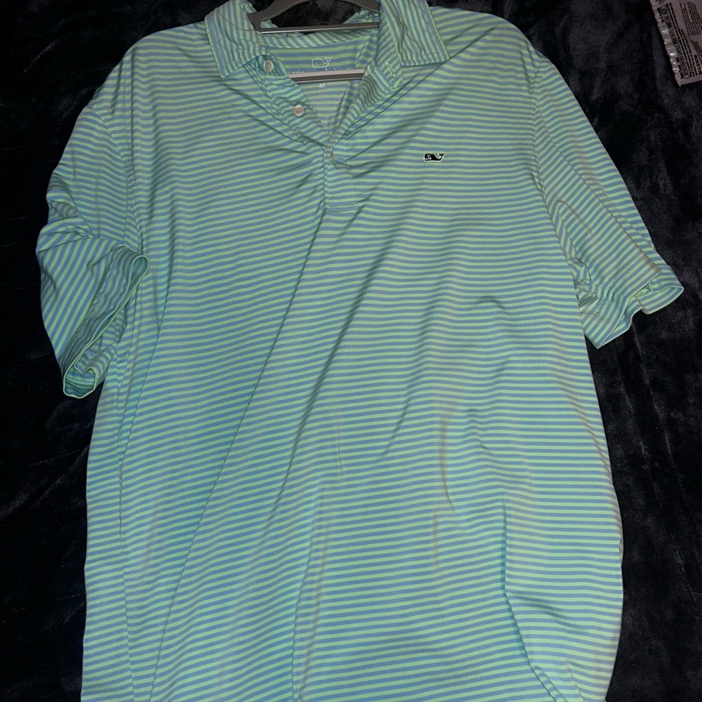 Vineyard Vines Green Polo Shirt with Subtle Stripes